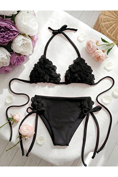 bright moon Girls' Special Design Bikini Set with Adjustable Laces