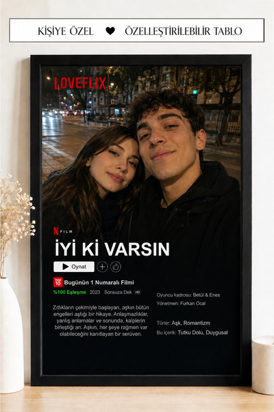 betüslesin Kişiye Özel İyi ki Varsın Netflix Temalı Çift Tablosu Sevgiliye He...