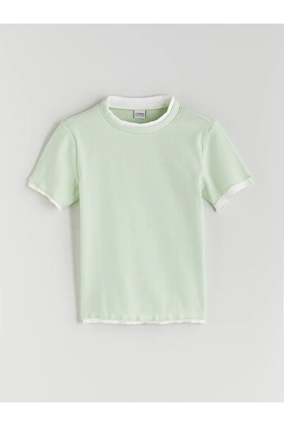 LC Waikiki Green Crew Neck Girl's T-Shirt