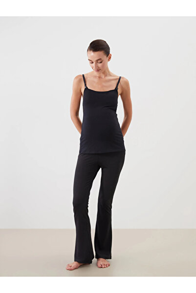 LC Waikiki Black Elastic Waist Abdominal Panel Maternity Pajama Bottoms