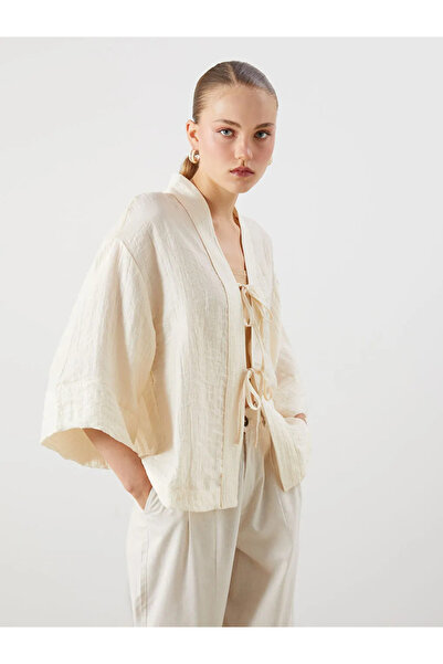 LC Waikiki White Shawl Collar Oversize Women's Kimono