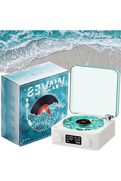 Vivendo Boxa Portabila Vintage model Vinyl Timebox, cu Lumini, Proiectii de v...