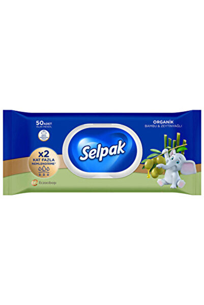 Selpak Organik Bambu ve Zeytinyağlı Islak Mendil 50'li