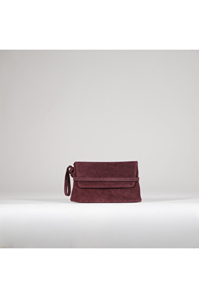 BEGRA ATELIER BEGRA Elara %100 Hakiki Süet Clutch Çanta - Mürdüm (Damson)