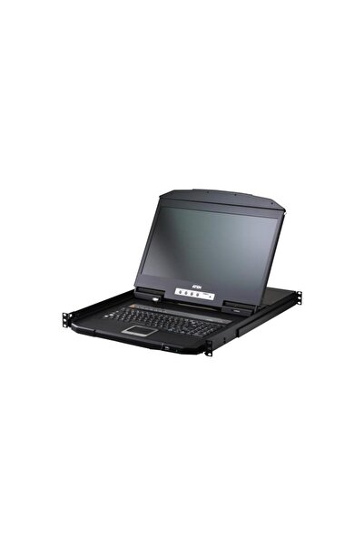Aten Comutator KVM USB HDMI cu 8 porturi, cu ecran LED de 18,5 inch, negru