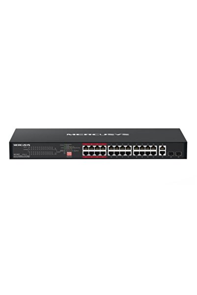 Mercusys Switch PoE+ cu 24 de porturi, montabil în rack, 2 porturi Gigabit, 2...
