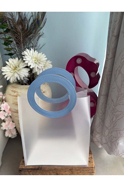 Generic Transperant Gift bag with Blue Handle - Sold Per Pc