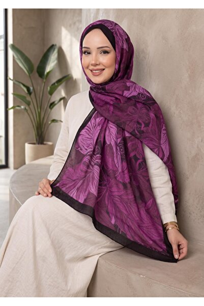 VSC سلسلة شالات لافين بنمط الزهور بلون البرقوق