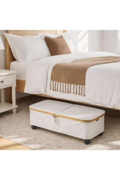 PAN HOME Max Flip-top Storage Box With Wheels 69x33x22cm - Grey/natural