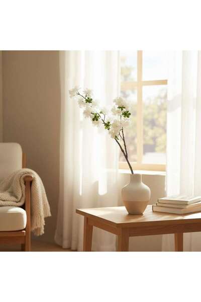 PAN HOME زهرة أزاليا صناعية بطول 103 سم - بيضاء