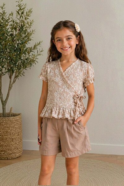 Positive Baby Kids Junior Devojčica, bluza sa cvetnim prugama i šortsevi, let...