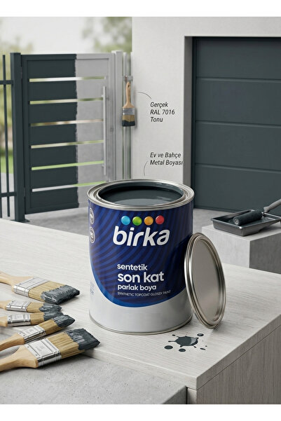 BİRKA Sentetik Yağlı Boya – 2.7 kg / 0.85 kg – Antrasit Gri RAL 7016 (Parlak ...