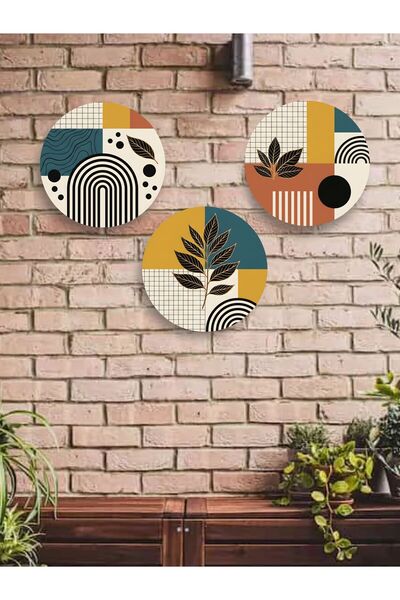 HomeJamin 3lü Ahşap Mdf Set Bohem tablo Modern Duvar Dekoru balkon oturma oda...