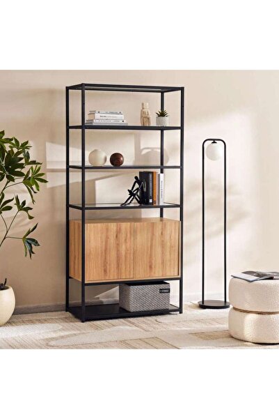 PAN HOME Walter Display Cabinet With 2 Door Melamine - Black Natural