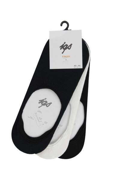 İgs Men's Ballerina Socks Set of 3 Cotton Invisible Non-Slip Socks Gray Navy ...