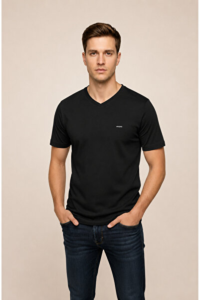 Vigoss Jeans تي شيرت رجالي VIGOSS BATTAL برقبة على شكل حرف V B3125-03370