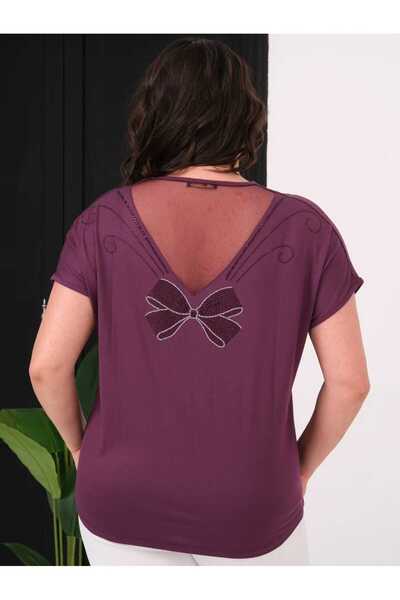 Esina Women's V-Neck Viscose Blouse with Back Detail