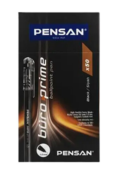 Pensan 2271 Black Buro Prime Ballpoint Pen 50-Pack