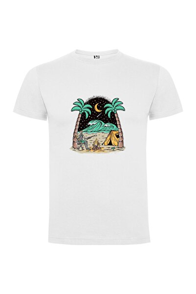 iLovePrints Beachside Skeleton Camping Nights Tshirt