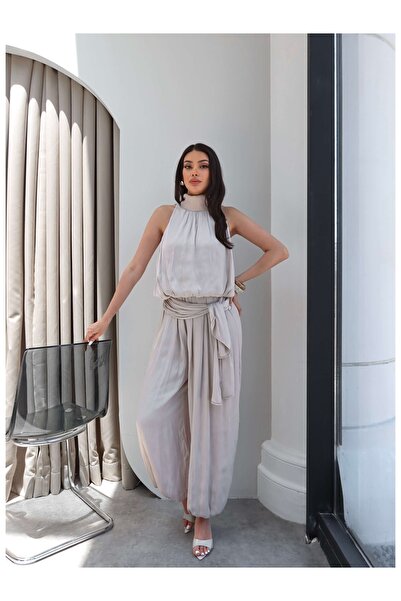 ESRAHELVACI Halter Neck Shalwar Satin Suit