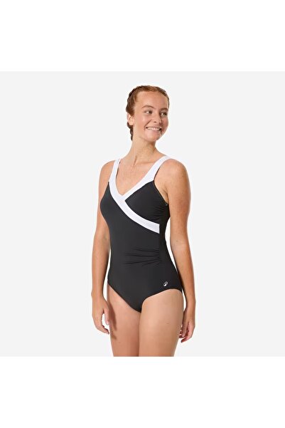 Decathlon Kadın U Kesim Sırt Detaylı Toparlayıcı Mayo - Siyah/Beyaz - CLARIS