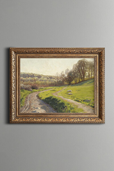 epiqart Sheep Landscape - Vintage Patterned Frame - Thick Model