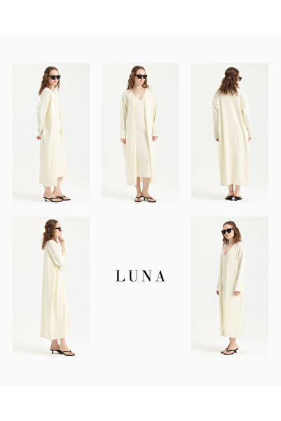 femmes fraiches Luna Exclusive Ekru Elbise Takım