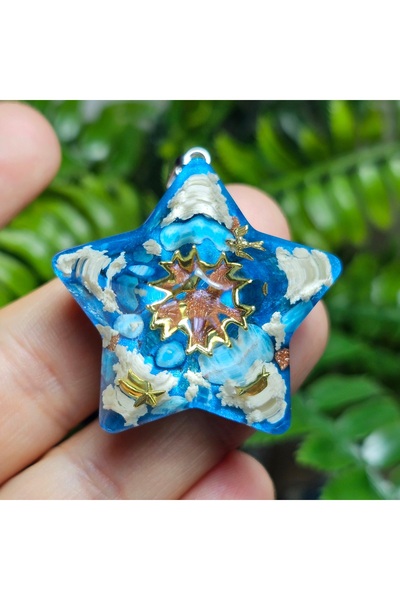 Singincraft Star Design - Cloud Design Apatite Orgonite Necklace - 2 - Stainl...