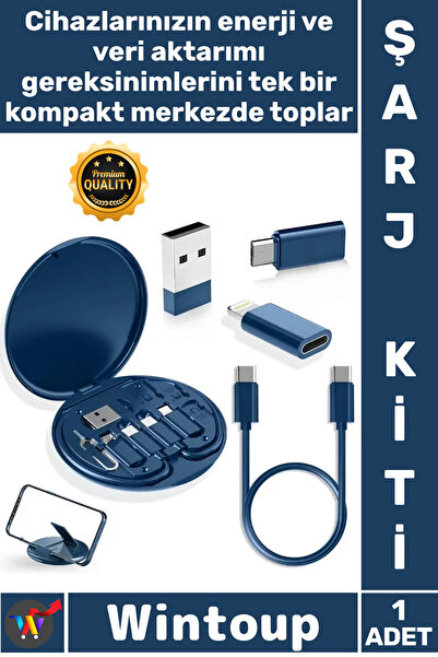 Wintoup #SeyahatKiti Type C Veri Kablo Standlı Adaptörlü Düzenleyici Kutu Çok...