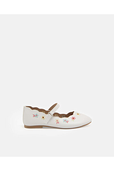 REDTAG Girls White Embroidered Ballerinas