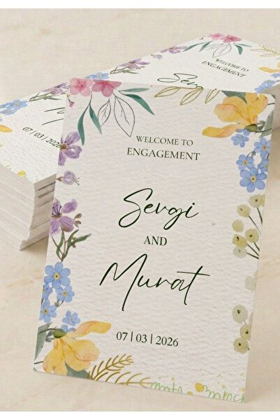 Hobi Sepeti Kişiye Özel Trend İsimli Nişan & Düğün Masa Kartı 100 Adet 8X24cm