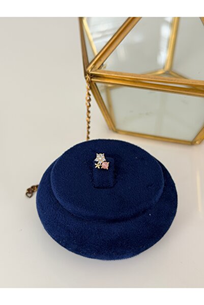 SU PERİSİ TAKI BİJUTERİ Cerrahi Çelik Gold Pembe Taş Detaylı Papatya Piercing...