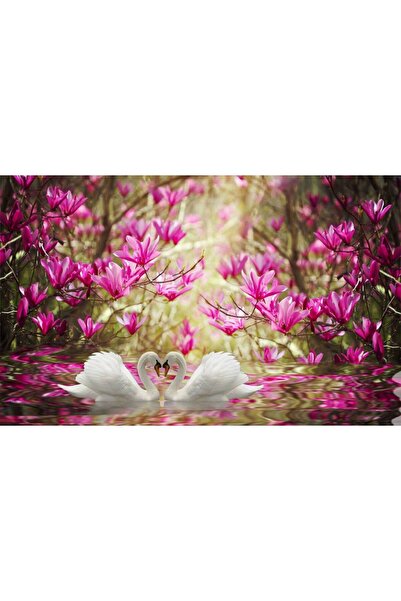 Persona Tablou Canvas, Lebede Si Flori Mov- 100 X 70 cm