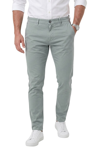 DeepSEA Pantaloni sport chino din bumbac Lycra, verde deschis, slim fit, pent...