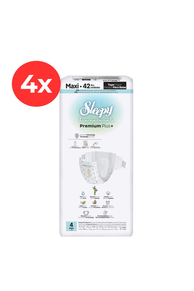 Sleepy 4x Scutece BIO PREMIUM Mărimea 4 Maxi 42 bucăți