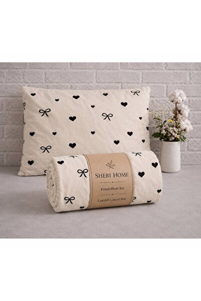 Sheri Home Lastikli Çarşaf Seti %100 Pamuk Yumuşak Dokulu-Kaymaz Tam Geçmeli ...