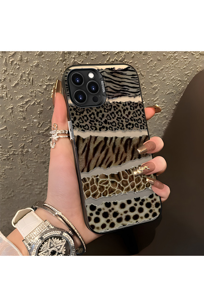 PATTERNOVA iPhone 15 Pro Uyumlu Yüksek Kalite Klasik Leopar Gümüş Kılıf, Tam ...