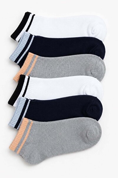 GİYSA Women's 6-Pack Bamboo Booties Socks Gray Navy Blue White - 302