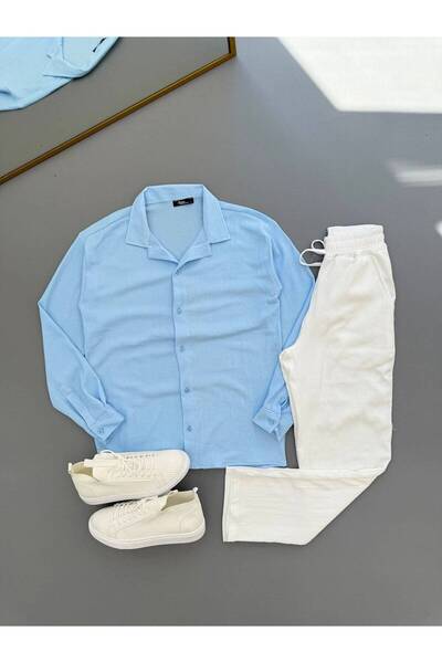 Combineman35 Women's Men's Summer Linen Crinkle Fabric Long Sleeve Shirt 2 Pi...