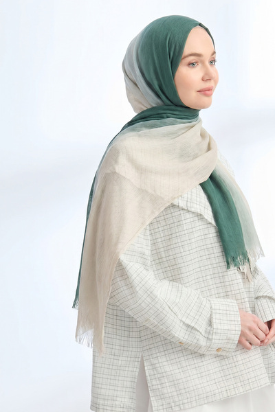 ARMANDA Pure Comfort Viscose Shawl - Emerald-Ekru