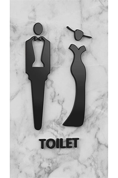 Slasa Men Women Toilet Plaque Acrylic Bathroom Sign Black 30x15cm