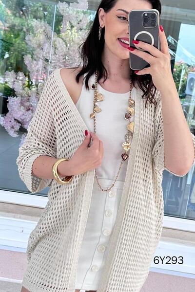 İnce Topuk Perforated Long Knitwear Cardigan 6Y293