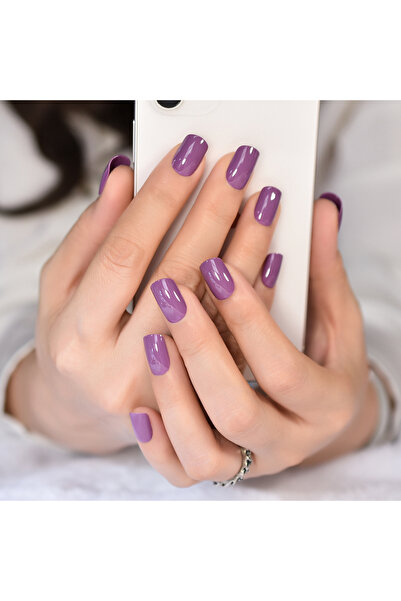 Choice L6550 24pcs/Set Solid Purple Acrylic Press On Fake Nails Square Medium...