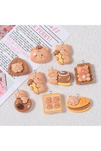 Choice 10pcs mix 10Pcs Kawaii Cartoon Bread Coffee Toast Bear Charms Resin An...