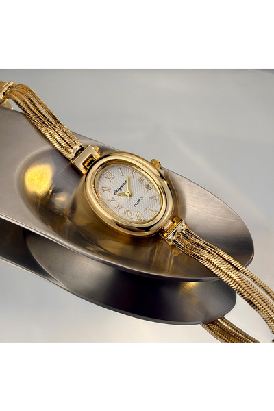 choice2 golden white Elegant Tassel-Strapped Oval Watch: A Dainty Vintage Tre...
