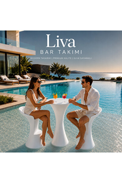 polysanat Fiberglas Liva Bar Takımı/Tabure Takımı/Havuz içi Mobilya/2 Tabure-...