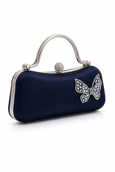 Ludira Navy Blue Satin Evening Dress Bag Graduation Wedding Prom Engagement Z...