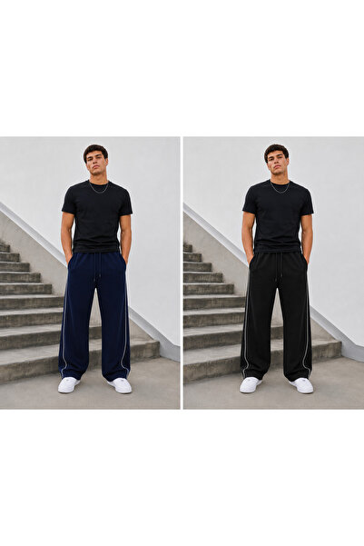 De Carte سروال رياضي رجالي من Harajuku Streetwear مكون من قطعتين بقصة فضفاضة ...