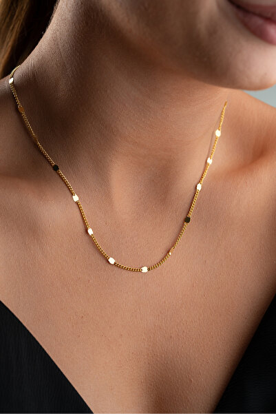 Silvano Jewelry 925 Ayar Gümüş Ezme Pullu Zincir Kolye