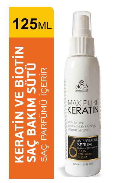 Elose Liquid Hair Conditioner, Hair Care Milk and Serum - Keratin Biotin Heat Protectant Easy Combing Hair Perfume 125 ml